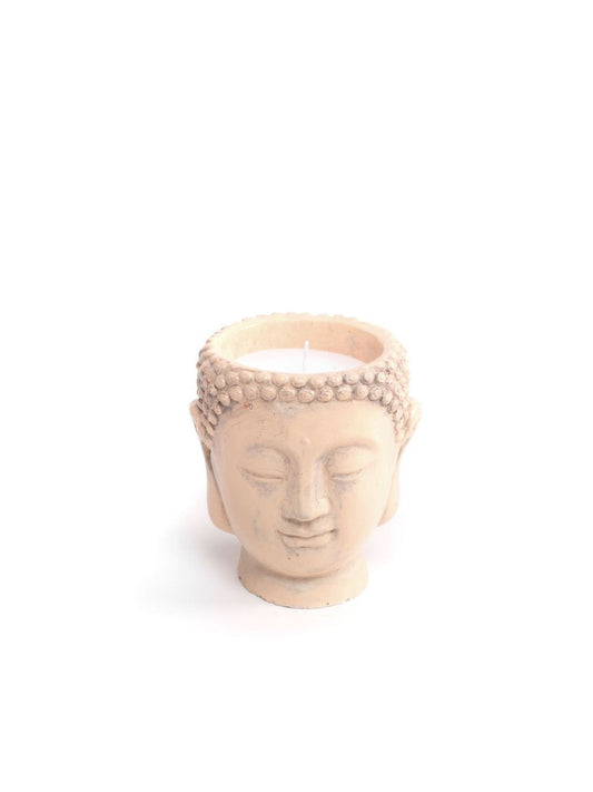 Vela Vaso Cemento Cabeza Buda - Inciensos y Velas