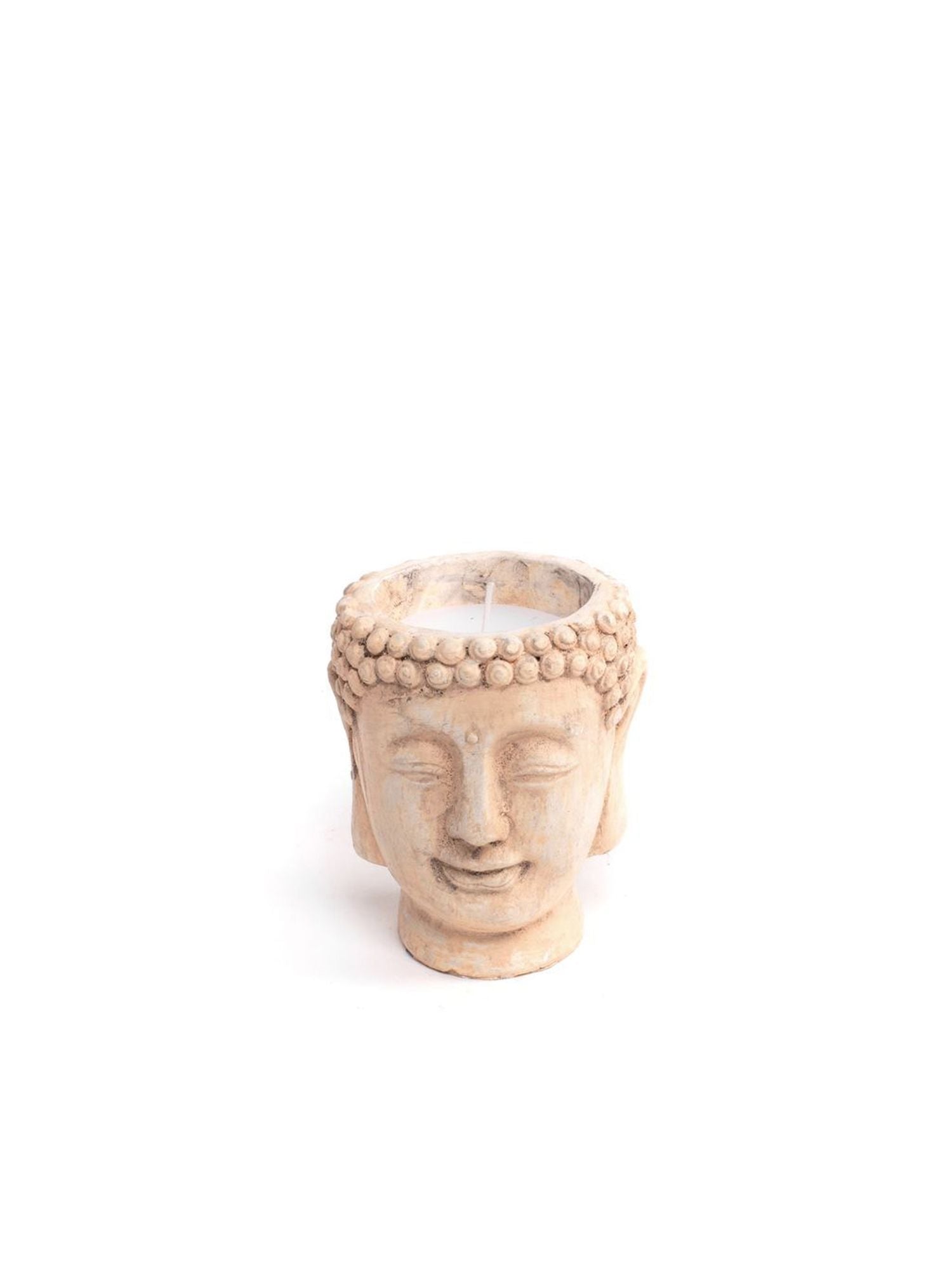 Vela Vaso Cemento Cabeza Buda - Inciensos y Velas